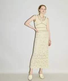 【PUBLIC TOKYO】ラメメッシュニットベスト・スカート