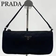 PRADA アクセサリーポーチ　三角ロゴ　テスート　ナイロン　ブラック　白タグ