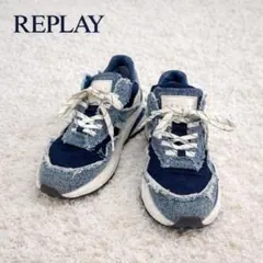 【希少】REPLAY Athena Denim スニーカー 38 ネイビーのサムネイル