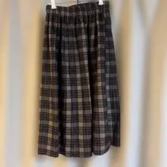 チェックロングスカート秋冬ウエストゴム