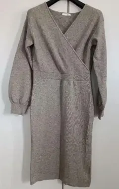 RESEXY ベージュ カシュクール　ニットワンピース フリーサイズ