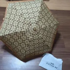 COACH 折りたたみ傘 ベージュ/ブラウン