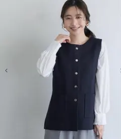 ネイビー ボタン付き ベスト Mサイズ