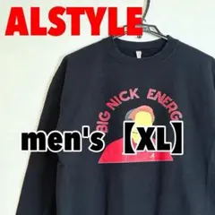 A553【ALSTYLE】プリントスウェット【XL】ブラック