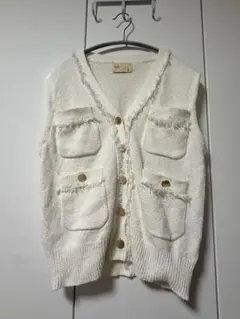 NANO universe サマーミックスツイードニットベスト　ホワイト