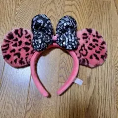 ヒョウ柄リボン付きカチューシャ