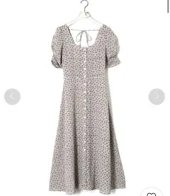 wcloset 小花柄プリントショルダースクエアネックフレアワンピース