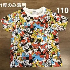 【1度のみ着用】110✭ディズニーキャラクター総柄Tシャツのサムネイル