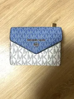 MICHAEL KORS 三つ折り財布 青/白