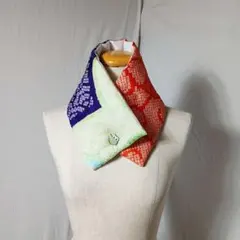 着物リメイク　総絞りの着物で男女兼用両面使えるネックウォーマー(3色)