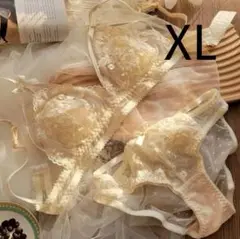 セクシーランジェリー下着2637アイボリーXL ノンワイヤーブラショーツ 楽ブラ