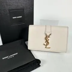 極美品 SAINT LAURENT オリガミ 三つ折財布 タイニーウォレット 白のサムネイル