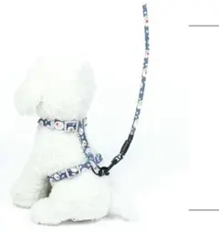 簡単装着❕頑丈❕花柄 ハーネス リード セット S ネイビー 犬 猫