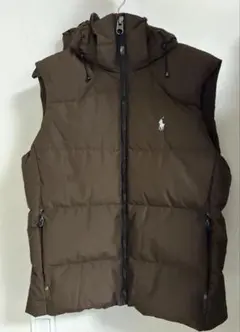Polo Ralph Laurenブラウン 着脱可フード付きダウンベスト