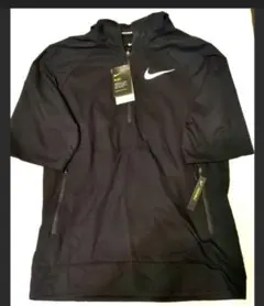 【新品】NIKE DRI-FIT ランニング フード付 半袖 L　黒