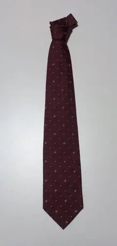LANCEL バーガンディ 星柄 ネクタイ