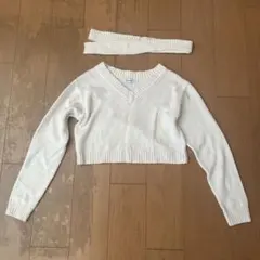 LAGUA GEM アイボリー Vネック クロップドセーターのサムネイル