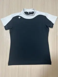 デサントゴルフ 半袖 モックネックシャツ メンズ Lサイズ 白黒