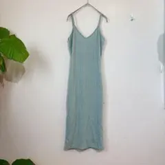 SHEIN ストライプ キャミワンピース【M】グリーン ミントグリーン