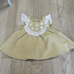 イエローギンガムチェックワンピース