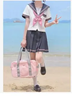 セーラー服 ピンク 半袖 上下 セットアップ コスプレ 衣装 Lサイズ