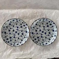 たち吉　染付　葡萄　唐草　中皿 2枚セット