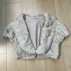 ファー　ボレロ　ベージュ　リボン