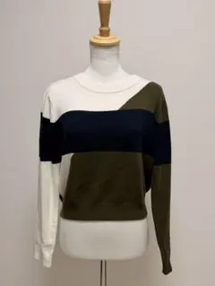 ボーダー長袖　ニット　セーター　LOWRYS FARM L ネイビー　美品