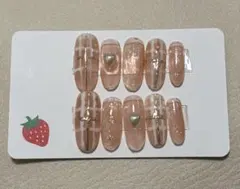 ピンク系ハートネイルチップ