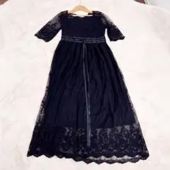 ③ ブラックレース　　ロングワンピース 長袖　サイズS