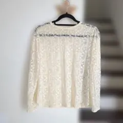 キャサリン・ロス レース長袖カットソー ホワイト