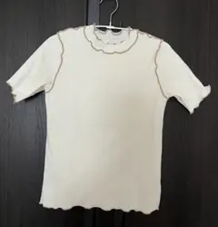 チャオパニック　フリル付きクリーム色半袖Tシャツのサムネイル