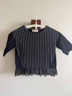 ナノユニバース　Broderie & Co ストライプ柄 半袖トップス フリル裾のサムネイル