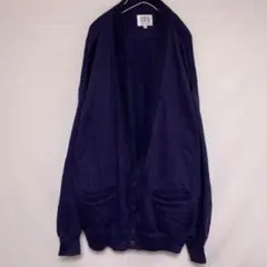 古着 カーディガン 長袖 裏起毛 オーバーサイズ  ビックシルエット 無地 紺