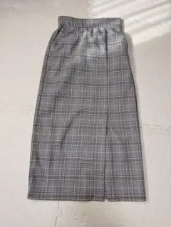 最終値下げ！グローバルワーク　グレー チェック柄 タイトロングスカート　美品