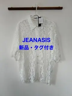 JEANASIS ジーナシス　フロッキーレースシャツ 半袖　レース　シースルーのサムネイル
