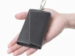 新品　化粧箱付　レザー 二つ折りキーケース 黒