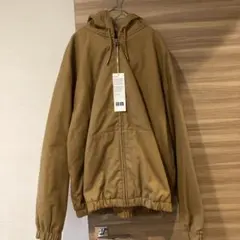 新品ユニクロユー UNIQLO U フーデッドジップアップブルゾン ブラウン L