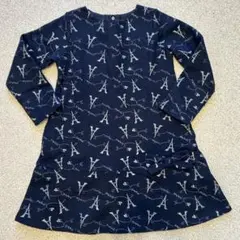 べべ　BeBe ネイビー エッフェル塔刺繍 ワンピース　紺