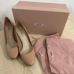 miu miu ベージュ ハイヒールパンプス 箱付き②
