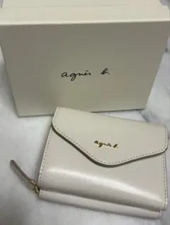 美品　アニエスベー　白　レザー　ミニウォレット　ava 三つ折り財布　ホワイトのサムネイル
