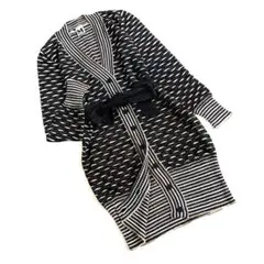 【美品】エム ミッソーニ　ニット　ロングカーディガン　ベルト付　総柄　イタリア製