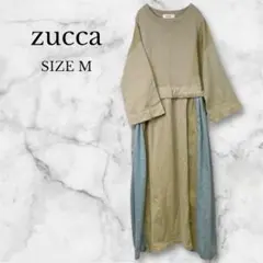ズッカ　ロングワンピース　長袖　クルーネック　大人女子　ゆったり　ベージュ　M