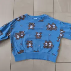 クマ柄 水色　トレーナー　90