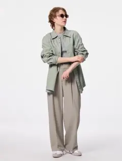 【匿名発送】GU タックワイドパンツ XS ベージュ
