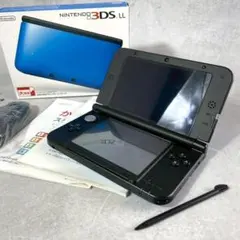 [상태양호 ☆] 닌텐도 3DSLL 블루 블랙 아우터 박스 사용 설명서 작동 확인