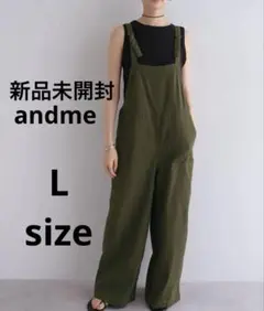 新品タグ有り★andme リネン混ワイドベイカーサロペット　Lサイズ