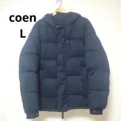 coen ネイビー ダウンジャケット フード付き size:L