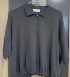 SLOBE IENA ウオッシャブルニットポロシャツ 半袖 サックスブルー