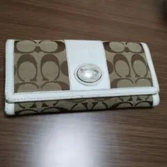 COACH モノグラム 長財布 ブラウン/ホワイト